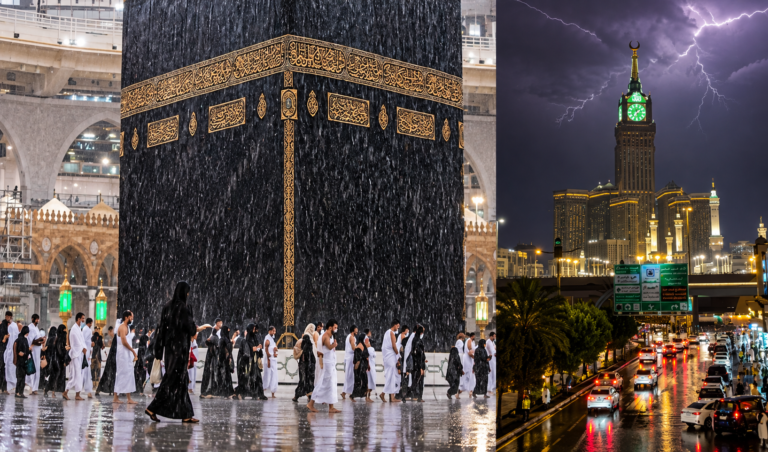 Rain Blesses Makkah as Umrah Pilgrims Continue Tawaf at Masjid al-Haram